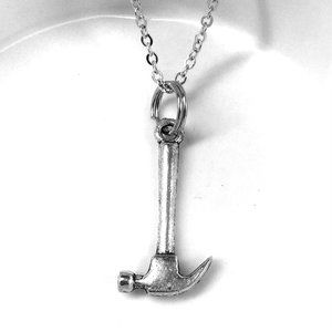 Miniature Hammer Tool Carpenter DIY Renovation Charm Gift Necklace